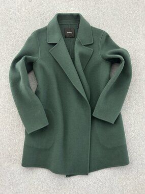 Theory P “Clairene” Cashmere-Wool Open-Front Coat – Loden Green $895